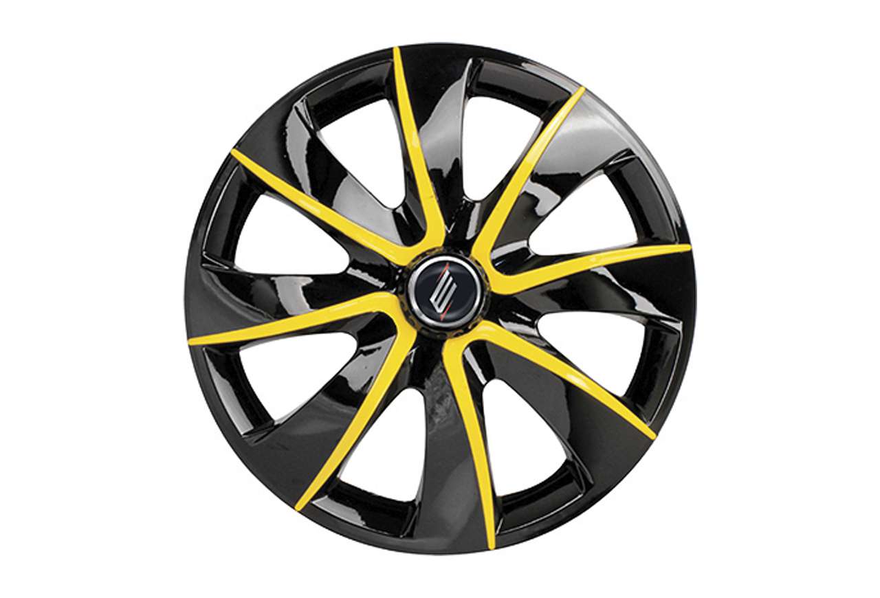 CALOTA PRIMER ARO 13 BLACK/YELLOW CUBO 4X100/4X108